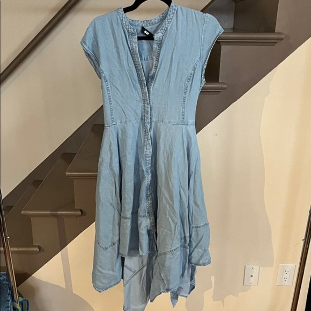 DKNY Light Blue Jean Asymmetrical Dress